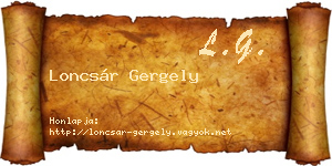 Loncsár Gergely névjegykártya